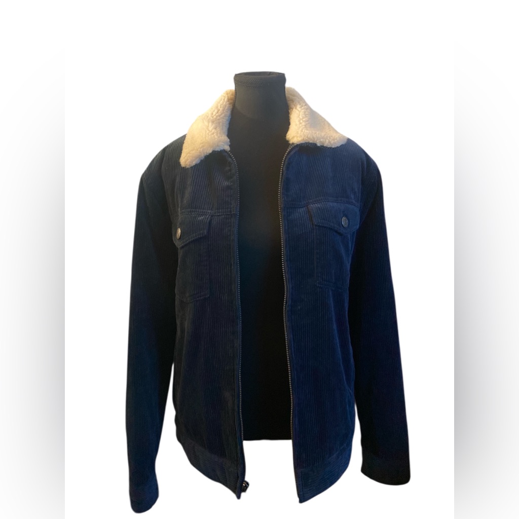 Express Blue And Cream Sherpa Corduroy Jacket Euc M